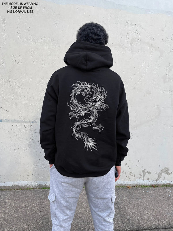 Back print Black Dragon Printed Hoodie