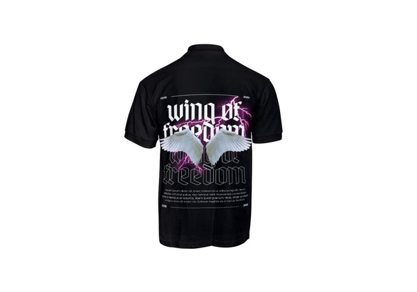 BLACK WINGS OF FREEDOM TSHIRT WITH BACKPRINT