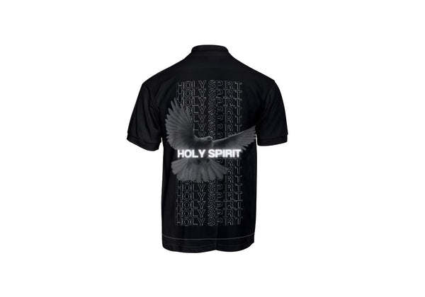 BLACK/WHITE TSHIRT HOLY SPIRIT WITH BACKPRINT