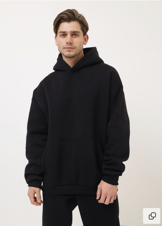 PLAIN BLACK AND White HOODED