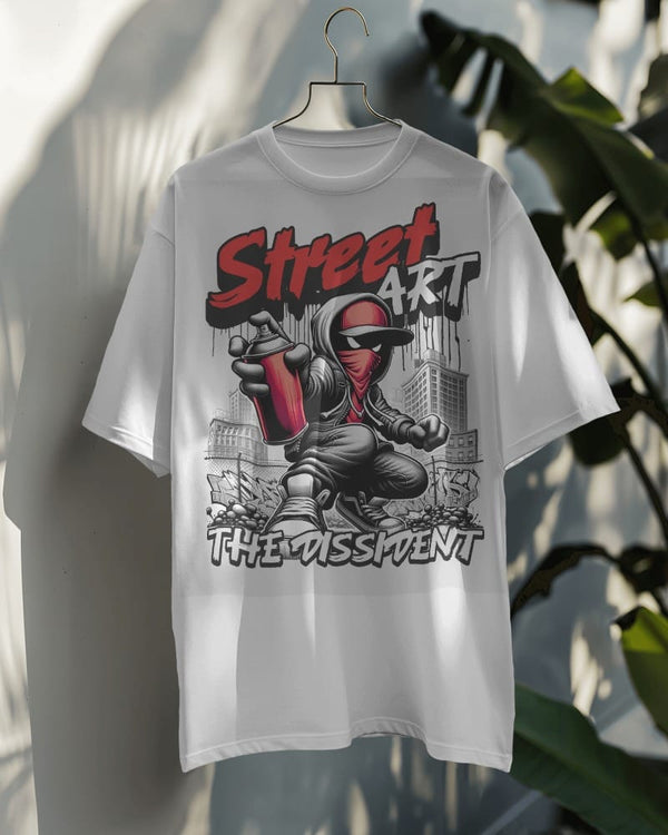 WHITE Street Art Tshirt with Backprint